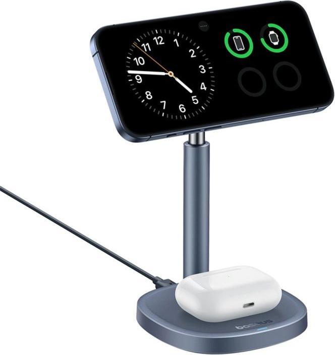 Actual product image Baseus Inductive Charger Stand Orbit 2 Pro Qi2 20W (gray) (20 W)