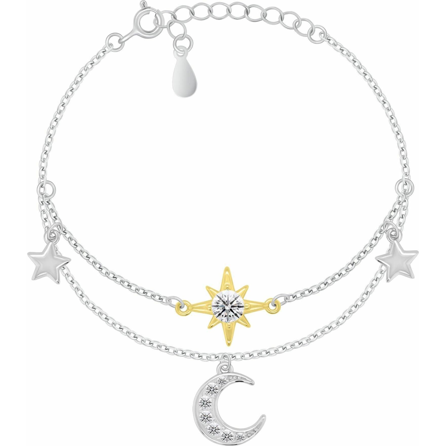 Brilio, Bracciale, Silver - Double bicolor silver bracelet with decorations BRC219W