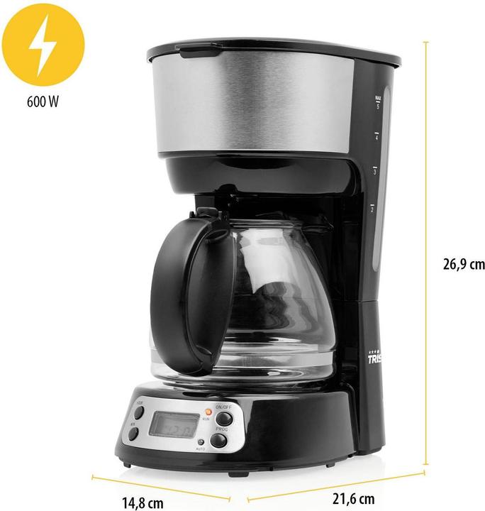 Actual product image Tristar Kaffeemaschine Schwarz Fassungsvermögen Tassen=6 Glaskanne, Warmhaltef