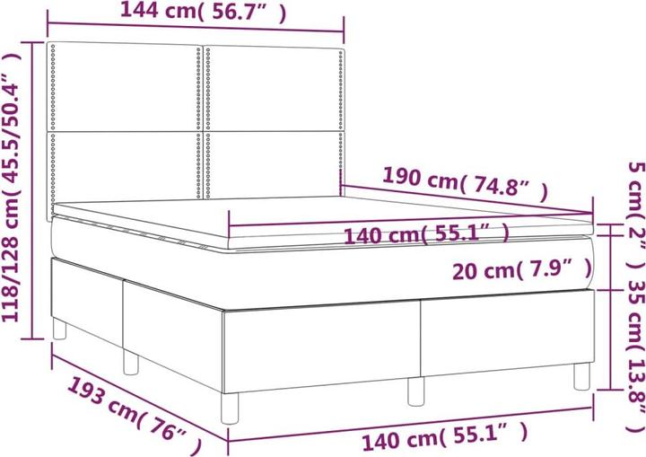 Image du produit vidaXL Boxspringbett (140 x 190 cm)