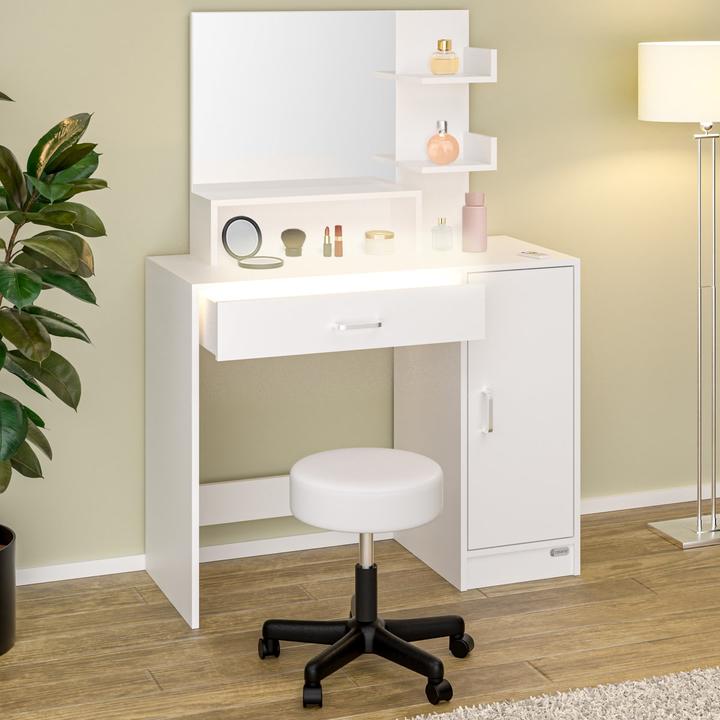 Immagine prodotto Casaria Schminktisch mit Hocker (90 x 40 x 140 cm)