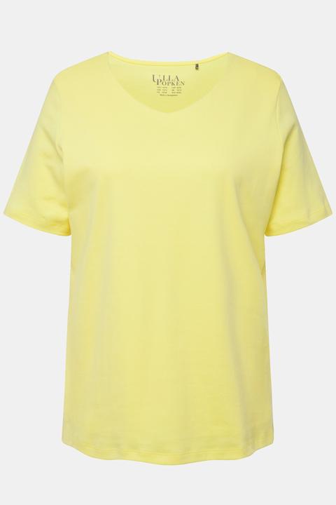 Actual product image Ulla Popken Double Layer Rounded V-Neck Slim Fit Tee (54)