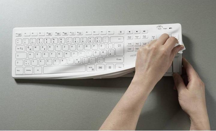 Produktbild Renkforce RF-WRK-300 Kabellos Hygiene-Tastatur Deutsch, QWERTZ, Windows® Weiss (m (DE, Kabellos)