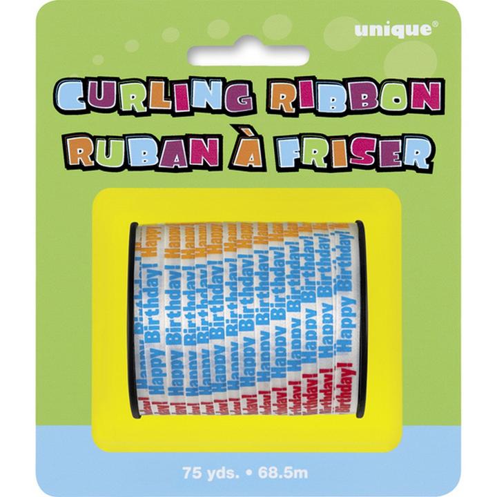 Image du produit Unique Party Ruban cadeau avec impression Happy Birthday 68 mètres (Pochette cadeau)
