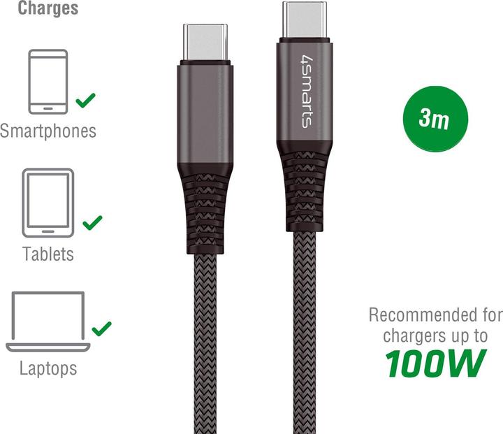 Immagine prodotto 4smarts USB C – USB C (3 m, USB 2.0, 100 W)