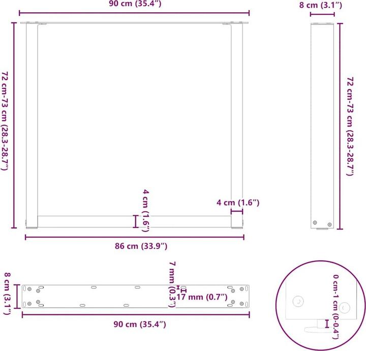 Produktbild vidaXL Esstischbein