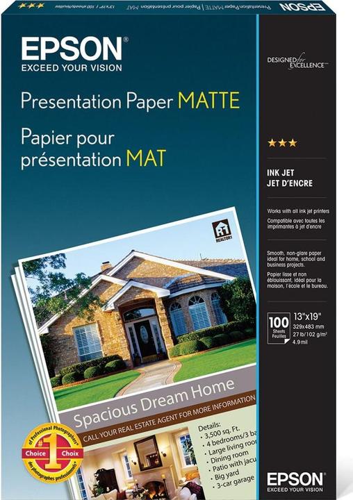 Image du produit Epson Papier jet d'encre de qualité photo, 100 feuilles (102 g/m², A3+, 100 x)