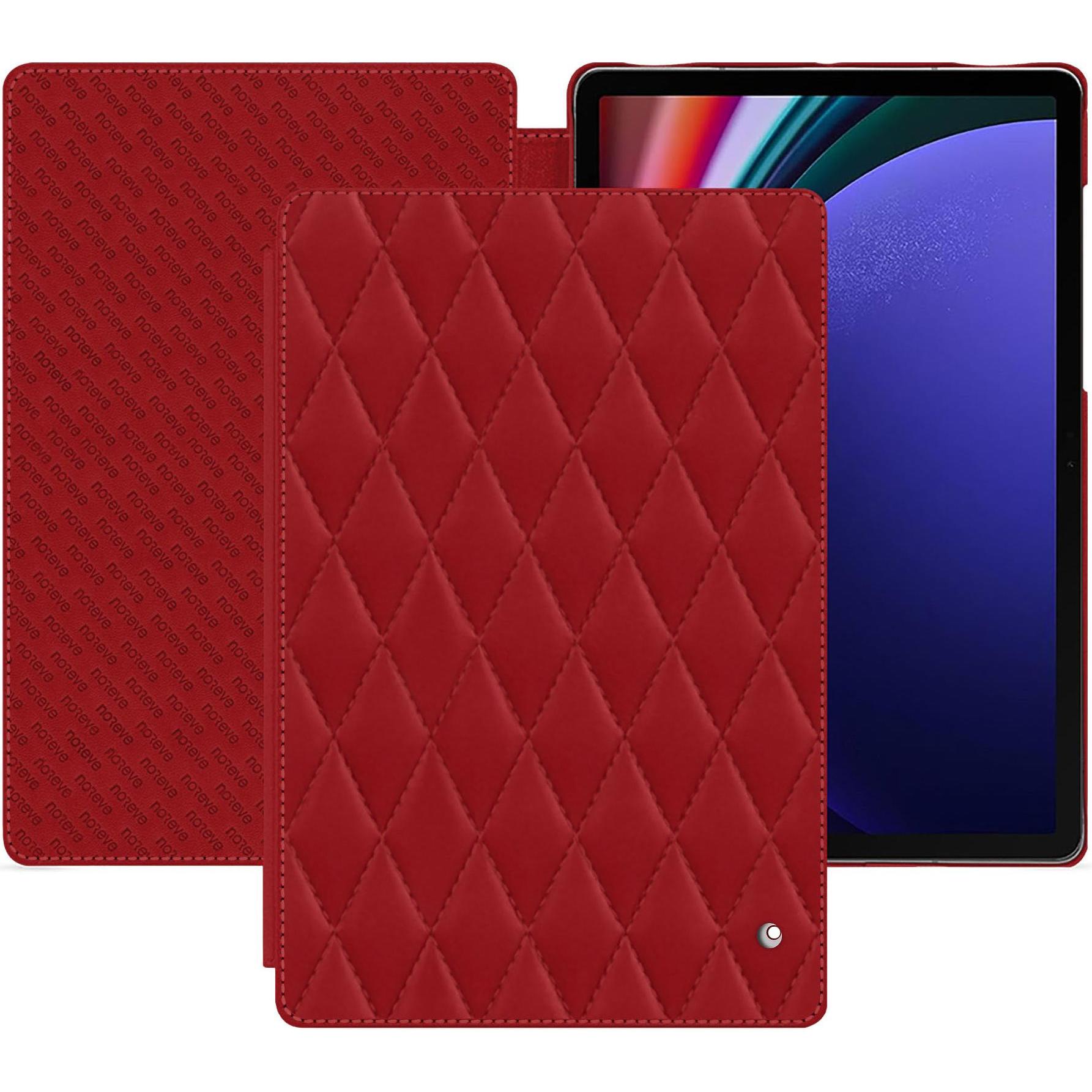 Noreve Lederschutzhülle horizontal (Galaxy Tab S9+), Tablet Hülle, Rot