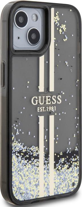 Actual product image Guess GUHCP15SLFCSEGK iPhone 15 / 14 / 13 6.1" czarny/black hardcase Liquid Glitter Gold Stripes (Apple iPhone 13, Apple iPhone 14, Apple iPhone 15)
