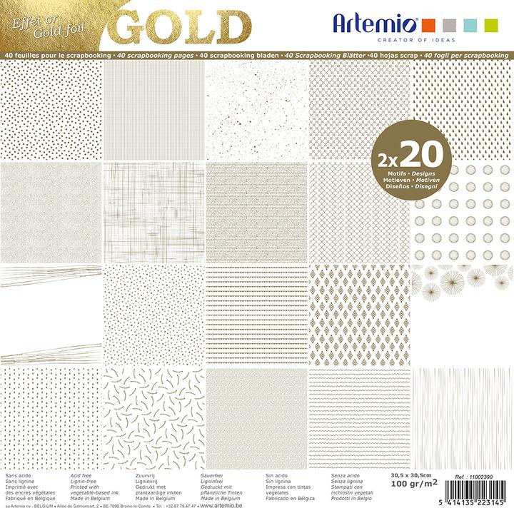 Artemio Scrapbook pad "GOLD", 30,5x30,5cm, 40 sheets (100 g/m², 40 x)