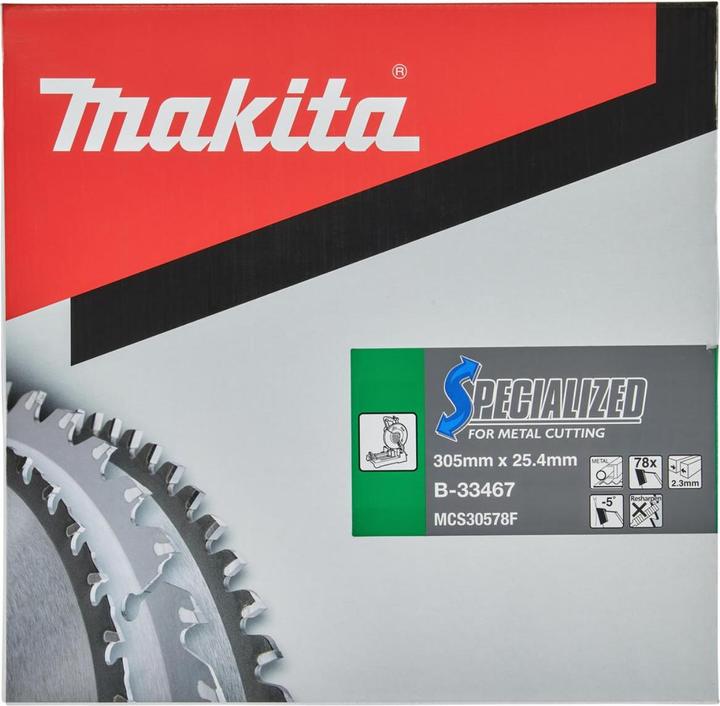 Productafbeelding Makita Gespecialiseerd cirkelzaagblad voor metaal 305 x 25,4 x 2,3 mm 78 tanden ( B-33467 ) voor koud zagen