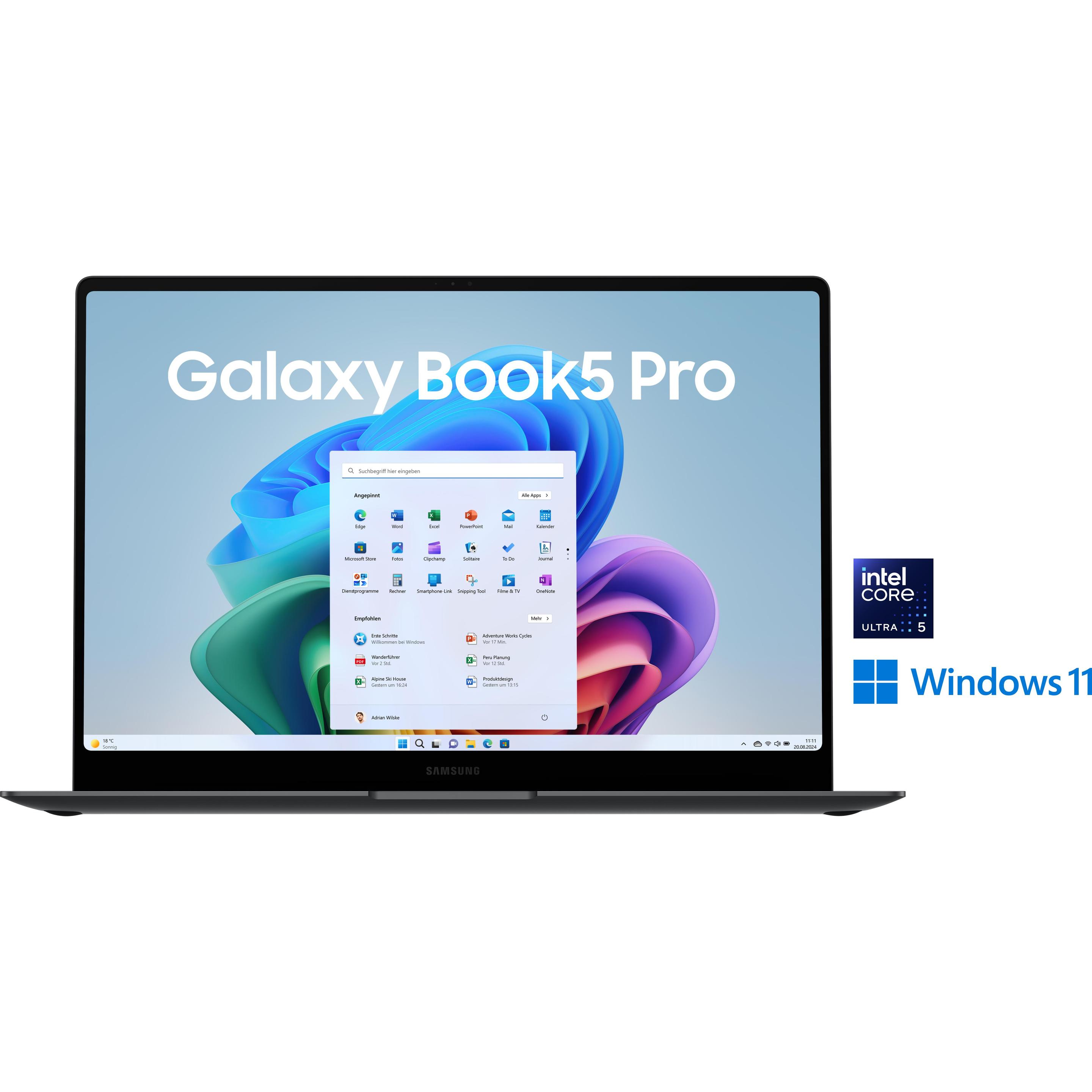 Thumbnail - Samsung Galaxy Book5 Pro (16", Intel Core Ultra 5 226V, 16 GB, 512 GB, DE), Notebook, Grau