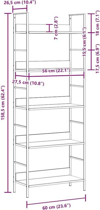 Immagine prodotto vidaXL Standregal (27.60 x 158 x 158.50 cm)