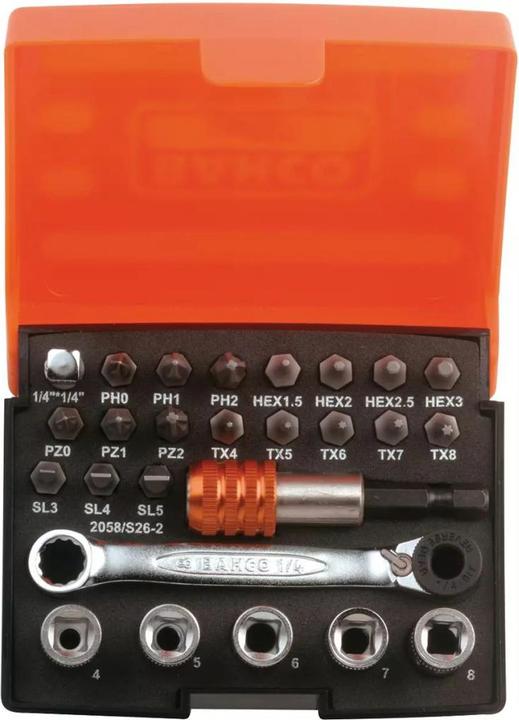 Actual product image Bahco Bit socket spanner set with ratchet 1/4" (5 mm)