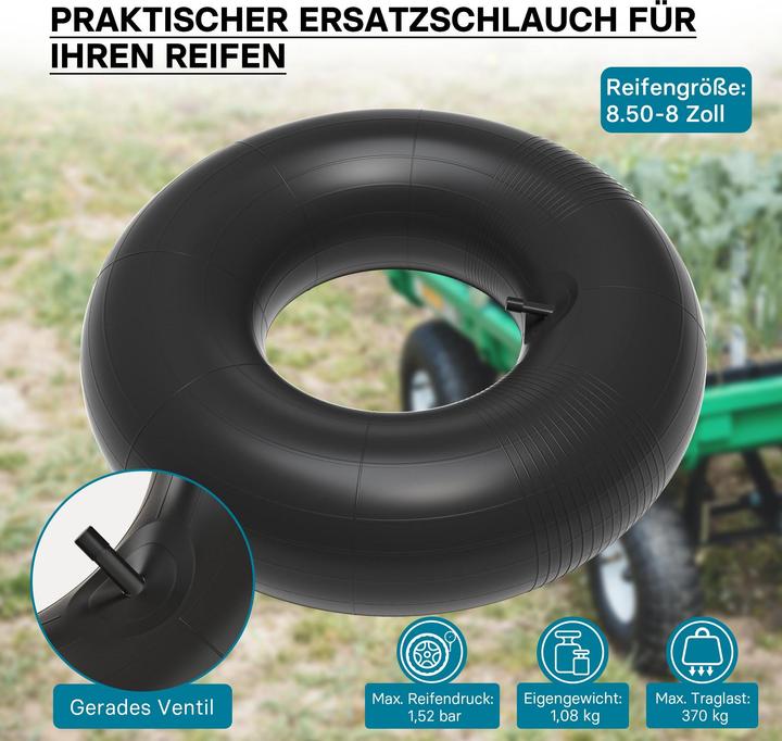 Actual product image Wiltec Inner tube for lawn mower tyre 18x6.50/7.50/8.50/9.50-8 20x8.00/10.00-8 with straight valve stem gar (Lawn mower)