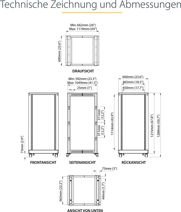 Actual product image StarTech open frame (25 RU, 19 inch rack)