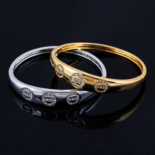 Actual product image Hermex LUXURY Platinum Plated Bangle Bracelet Charms Zirconia - Platinum (Copper-nickel alloy)