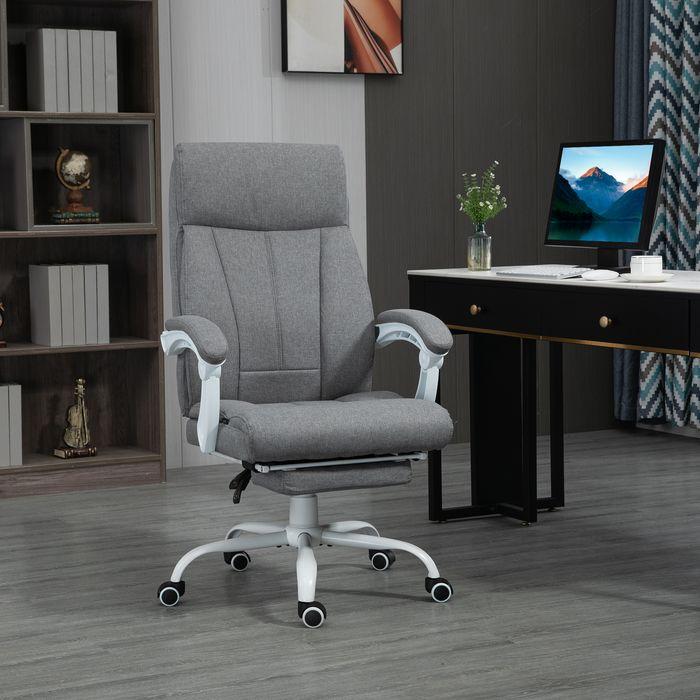 Image du produit Swisshandel24 Siège de bureau, ergonomique, avec fonction relax, repose-pieds, avec accoudoir, avec aspect lin (46 - 53.50 cm)