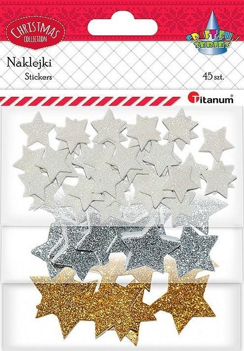 Image du produit Titanum Glitzersterne Schaumstoffaufkleber, Mix, 45 Stk.