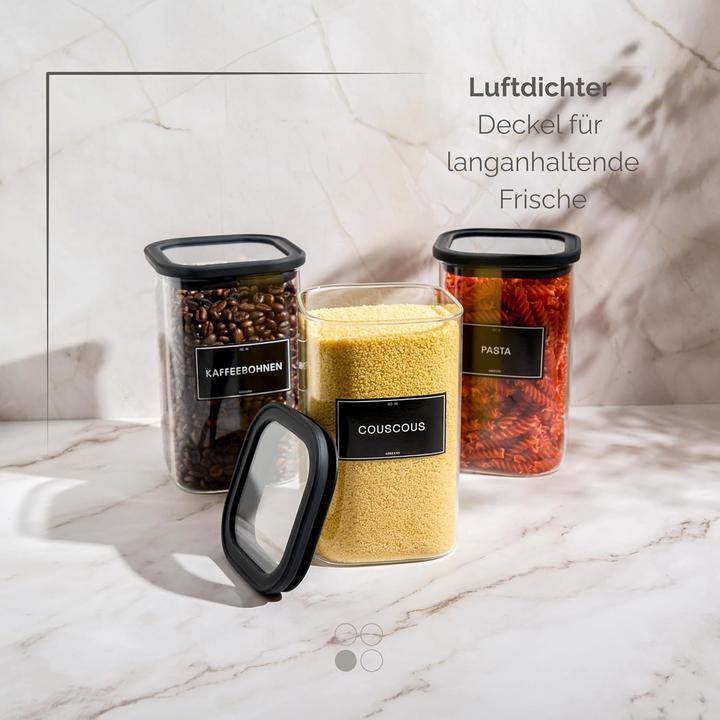 Actual product image Greeano Vorratsgläser eckig (3er Set, 1200ml) luftdicht (1.20 l)