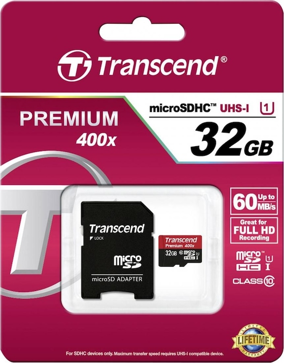 Actual product image Transcend Premium 400x (32 GB, microSDHC, U1, UHS-I)