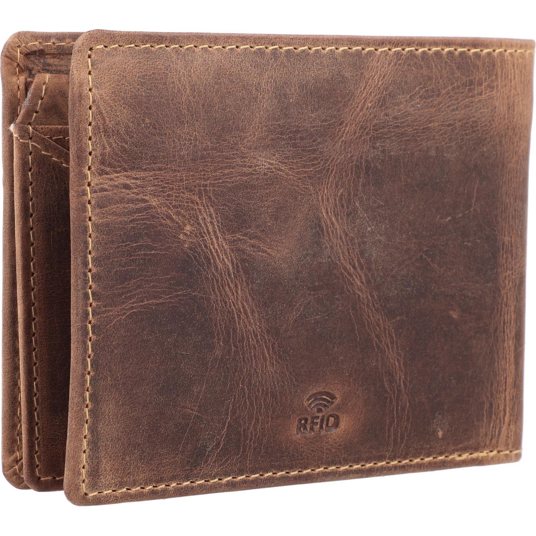 Thumbnail - Greenburry, Herren, Portemonnaie, Vintage Geldbörse RFID Schutz Leder 12 cm, Braun