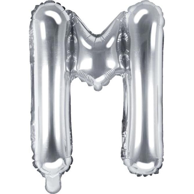Partydeco Ballon Brief "M" in Silber