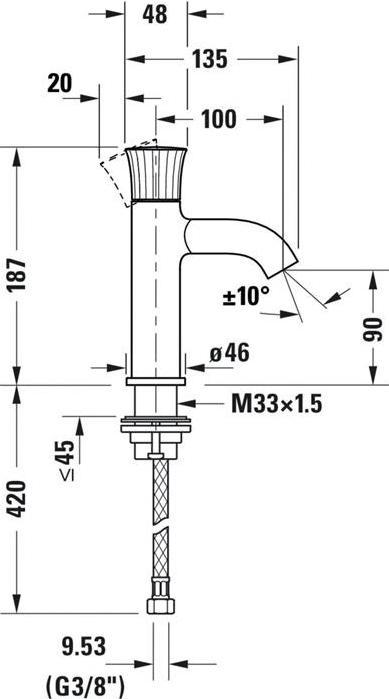 Produktbild Duravit EH-WT-MI WHITE TULIP S ohne Zugstangen-Ablaufgarnitur chrom