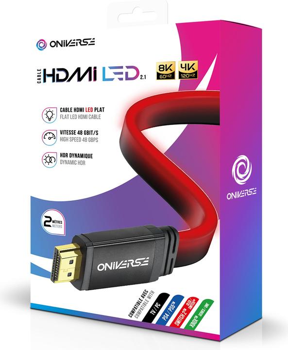 Actual product image Oniverse - Hdmi Led Cable 8K - Red (2 m)