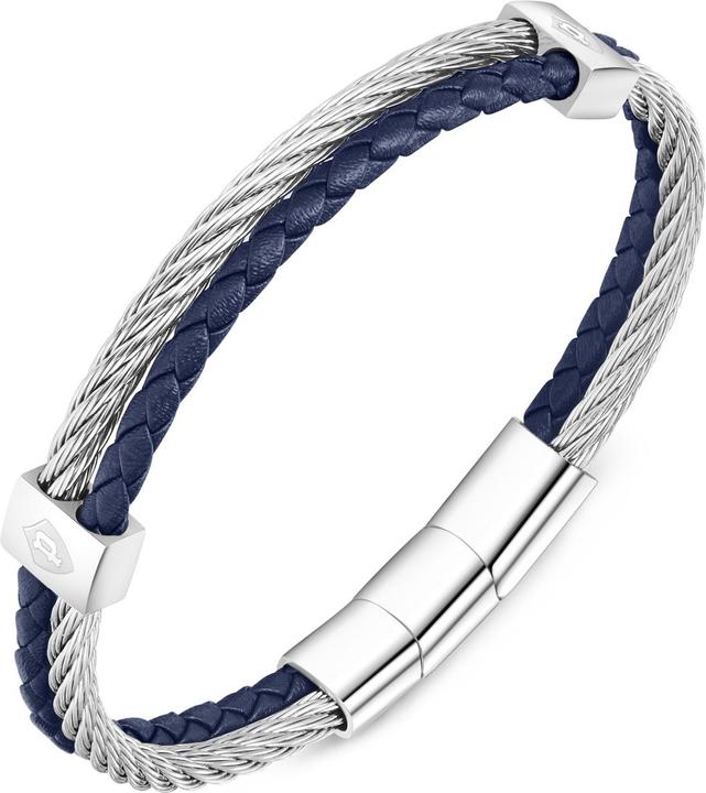 Produktbild Police Kingpins Blue Armband (20 cm, Edelstahl, Leder)
