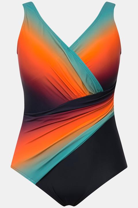 Actual product image Ulla Popken Rainbow Gradient Wrap Look Swimsuit (58)