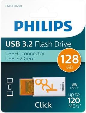 Actual product image Philips USB 3.2 128GB Click Series Gen 1 USB-C (128 GB, USB-C)
