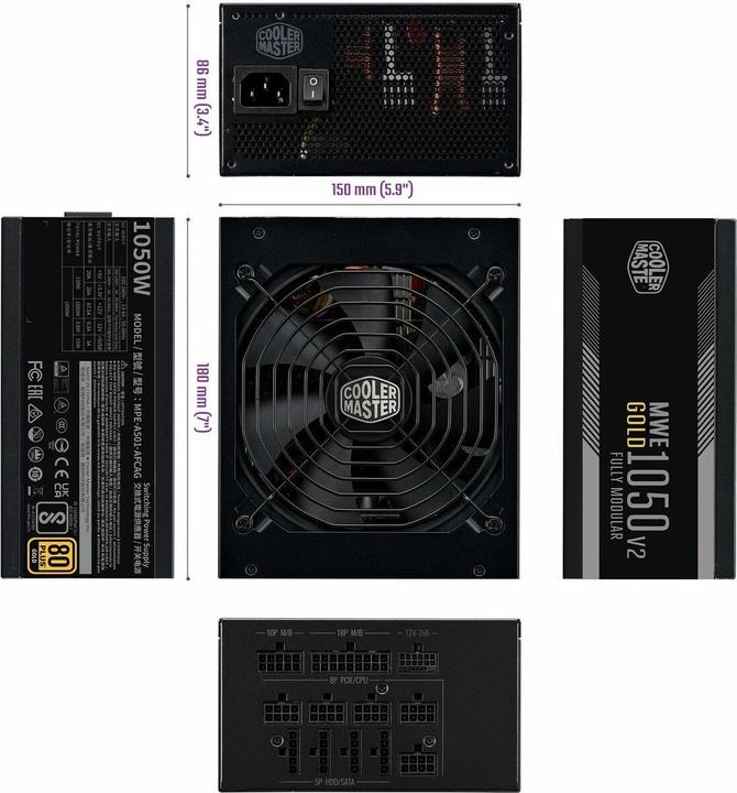 Actual product image Cooler Master Power supply unit MWE v2 ATX 3.1 1050 W (1050 W)