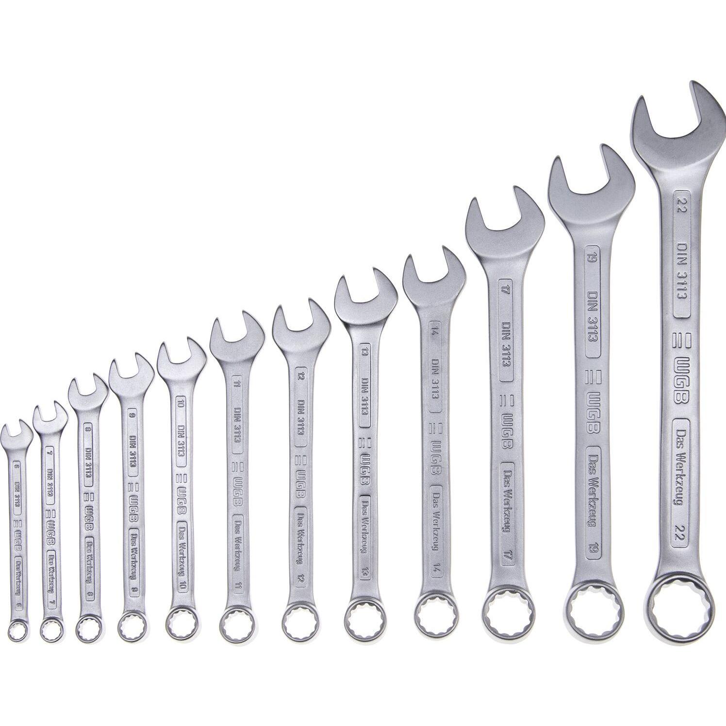 WGB, Schraubenschlüssel, Ringmaulschlüssel-Satz DIN3113A 6-22 mm 12-teilig (12 mm, 11 mm, 10  mm, 22 mm, 13 mm, 14 mm, 1...