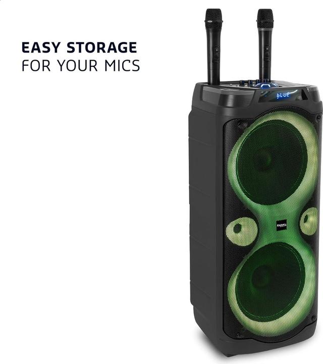 Actual product image Ibiza Enceinte karaoké Bluetooth avec micros sans fil, effets LED et fonction enregistrement (Active)