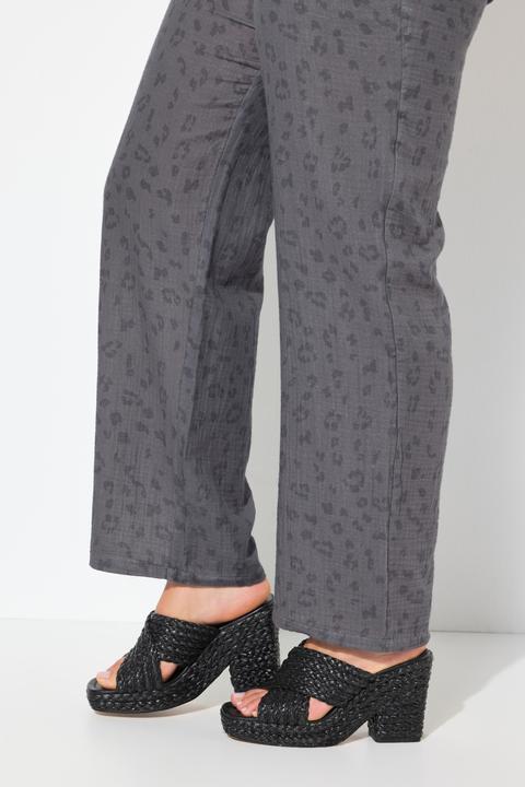 Immagine prodotto Ulla Popken Pantaloni modello Rose in mussola con taglio della gamba ampio e cintura elastica (42, 44)