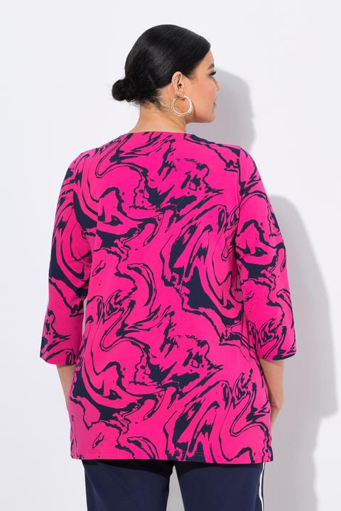 Immagine prodotto Ulla Popken Maglia dal taglio svasato con effetto marmo, scollo a cuore e maniche a 3/4 (60)