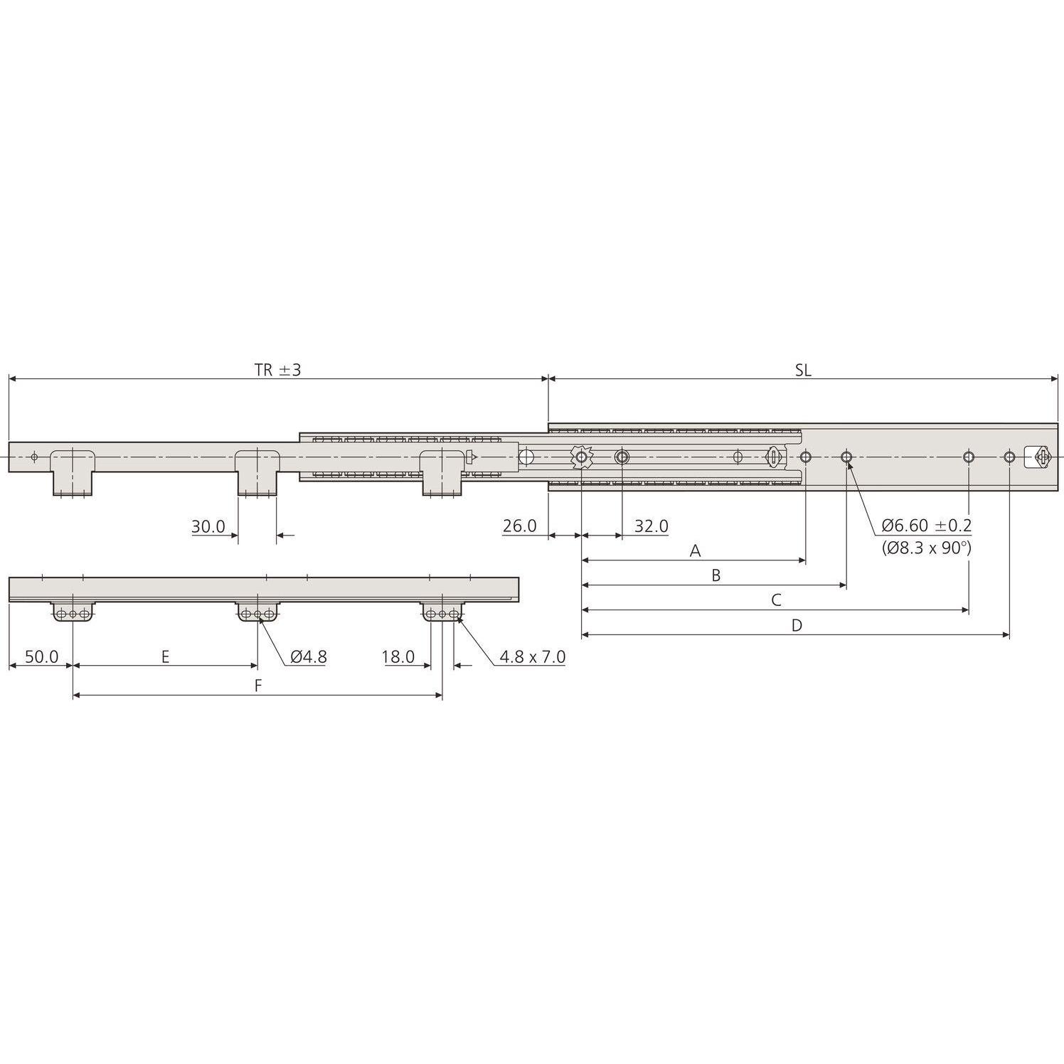Thumbnail - Accuride, Schubladenauszüge, 5321-60 Kugelkäfigführung - Überauszug, L 400 mm Stahl verzinkt