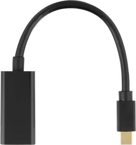 Actual product image Deltaco 00110024 video cable adapter Mini DisplayPort HDMI Black (Mini DP, HDMI, 20 cm)