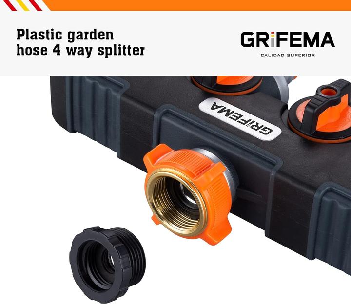 Actual product image Grifema 4-Wege-Wasserverteiler für Gartenschlauchsysteme (4 way distributor)