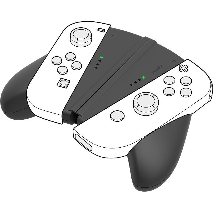 Thumbnail - Speedlink V-GRIP 2in1 Handle JoyCons (Switch), Gaming Controller, Schwarz
