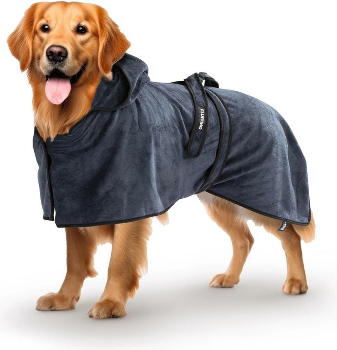 Image du produit Fluffino Peignoir Beige / Bleu, M (M, Peignoir pour chien)