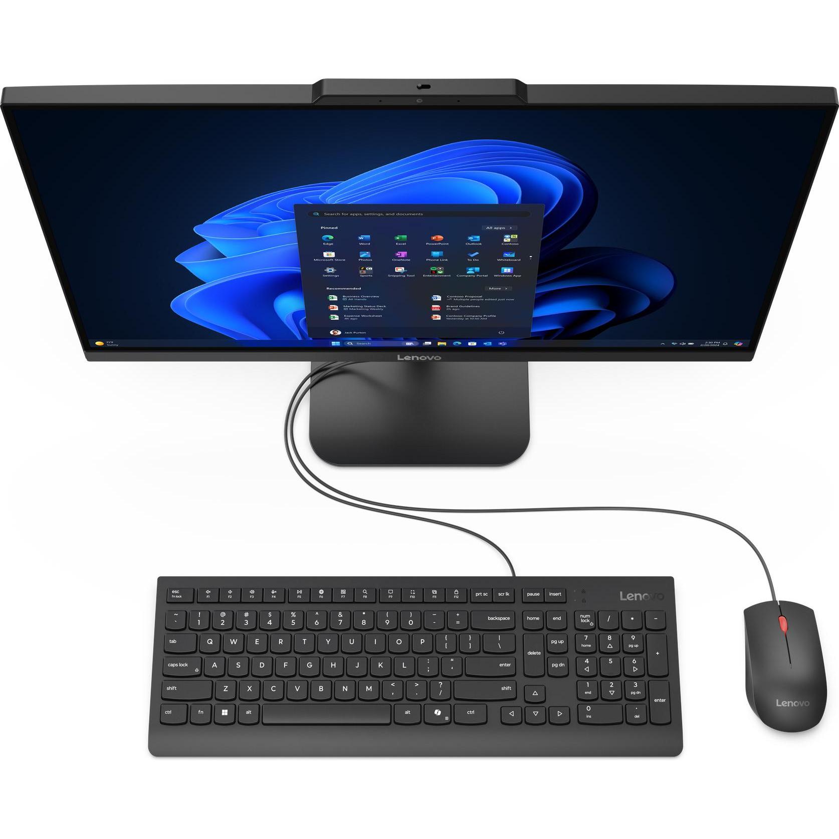 Lenovo ThinkCentre V100 AiO (256 GB, 8 GB, Intel UHD Graphics), PC, Schwarz