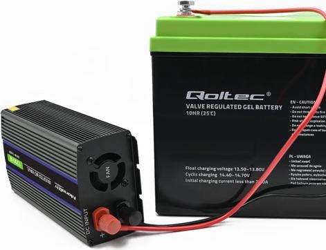 Actual product image Qoltec 51925 Monolith voltage converter 1200 MS Wave |12V to 230V | 600/1200W | USB