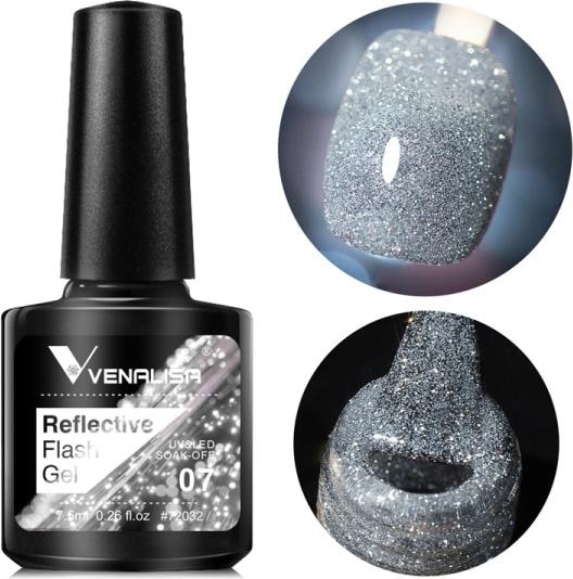 Produktbild Venalisa Gellack Reflective Neon Disco Gel BD07 (Silber Glitzer, Gel-Effekt Nagellack)