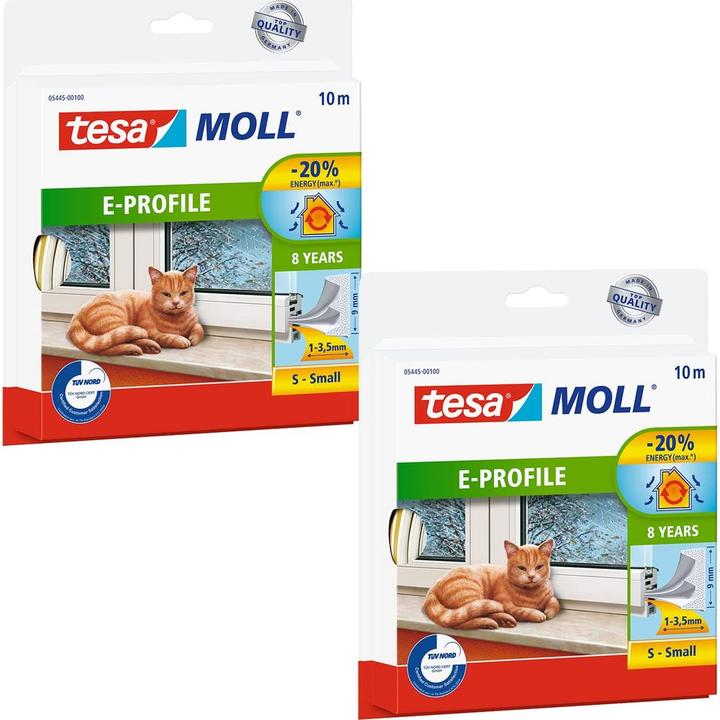 Actual product image tesa 2x tesamoll CLASSIC E-Profil Fensterdichtung, Gummidichtung zum Isolieren, Zweierpack