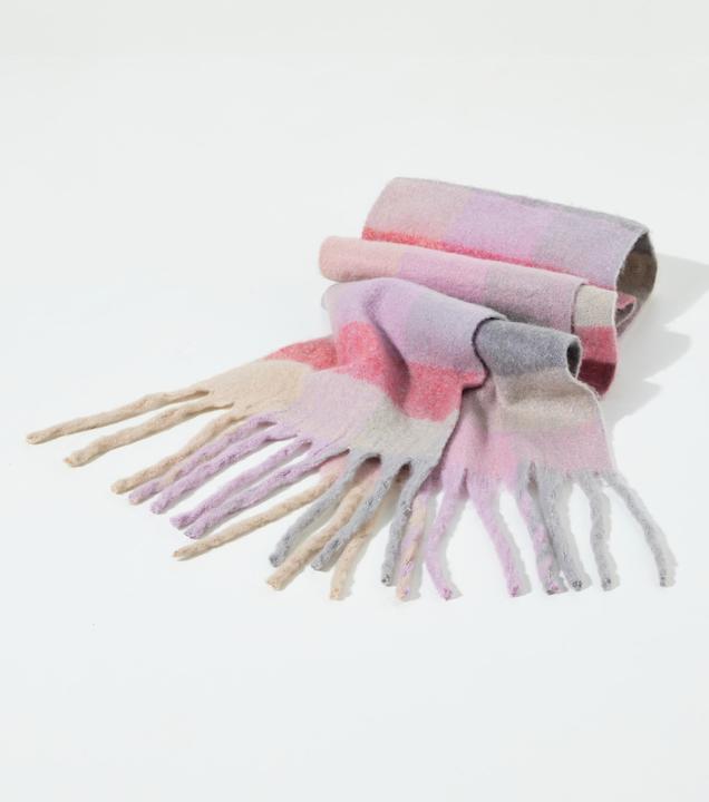 Image du produit Ulla Popken Écharpe à carreaux, dégradé de couleur, douce et moelleuse