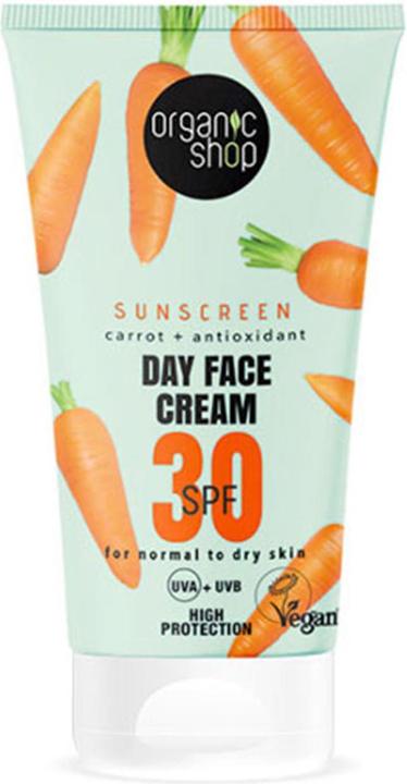 Organic Shop Sunscreen Day Face Cream 30 SPF for Normal to Dry Skin 50ml (Suntan cream, SPF 30, 50 ml)