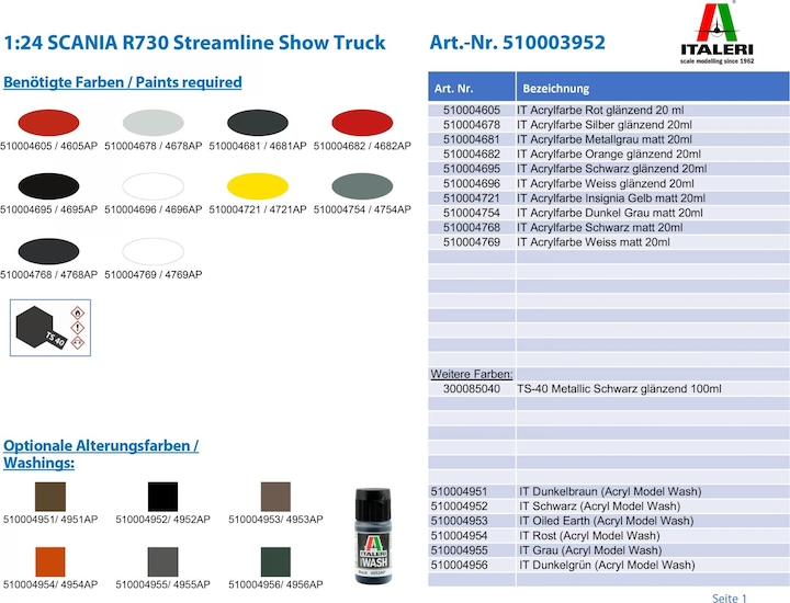 Produktbild Italeri Scania R730 Streamline Show Truck