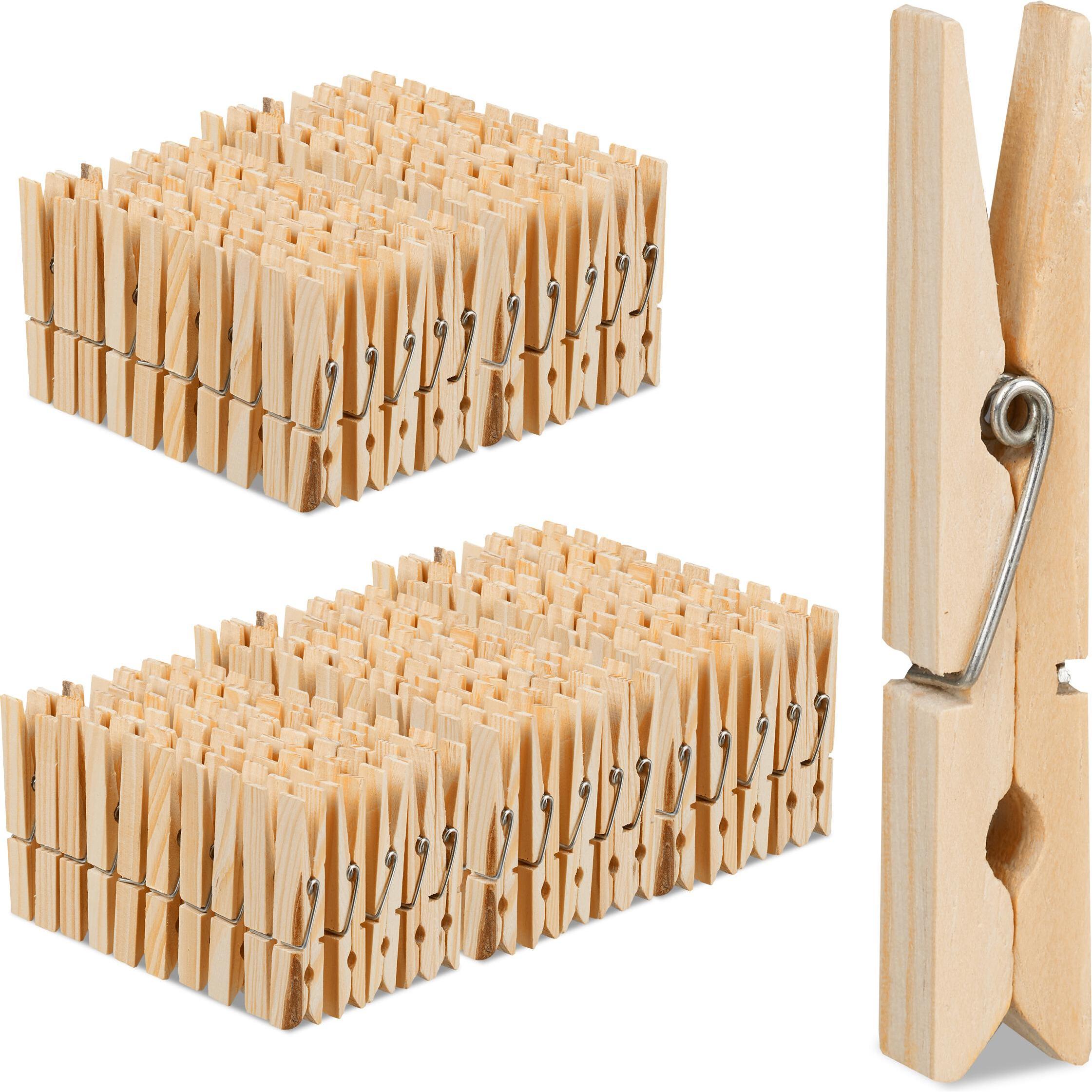 Relaxdays 240x Wäscheklammern, Zubehör Bügeln + Wäschepflege, Braun